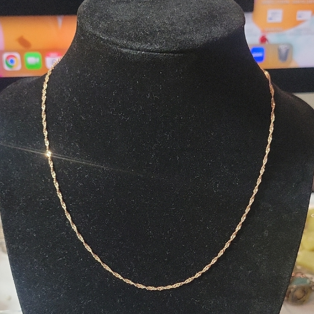 Rose Gold Italy 925 Sterling Rope Chain Necklace, 16 Inch